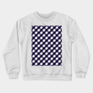 Rich Blue and White Check Gingham Plaid Crewneck Sweatshirt